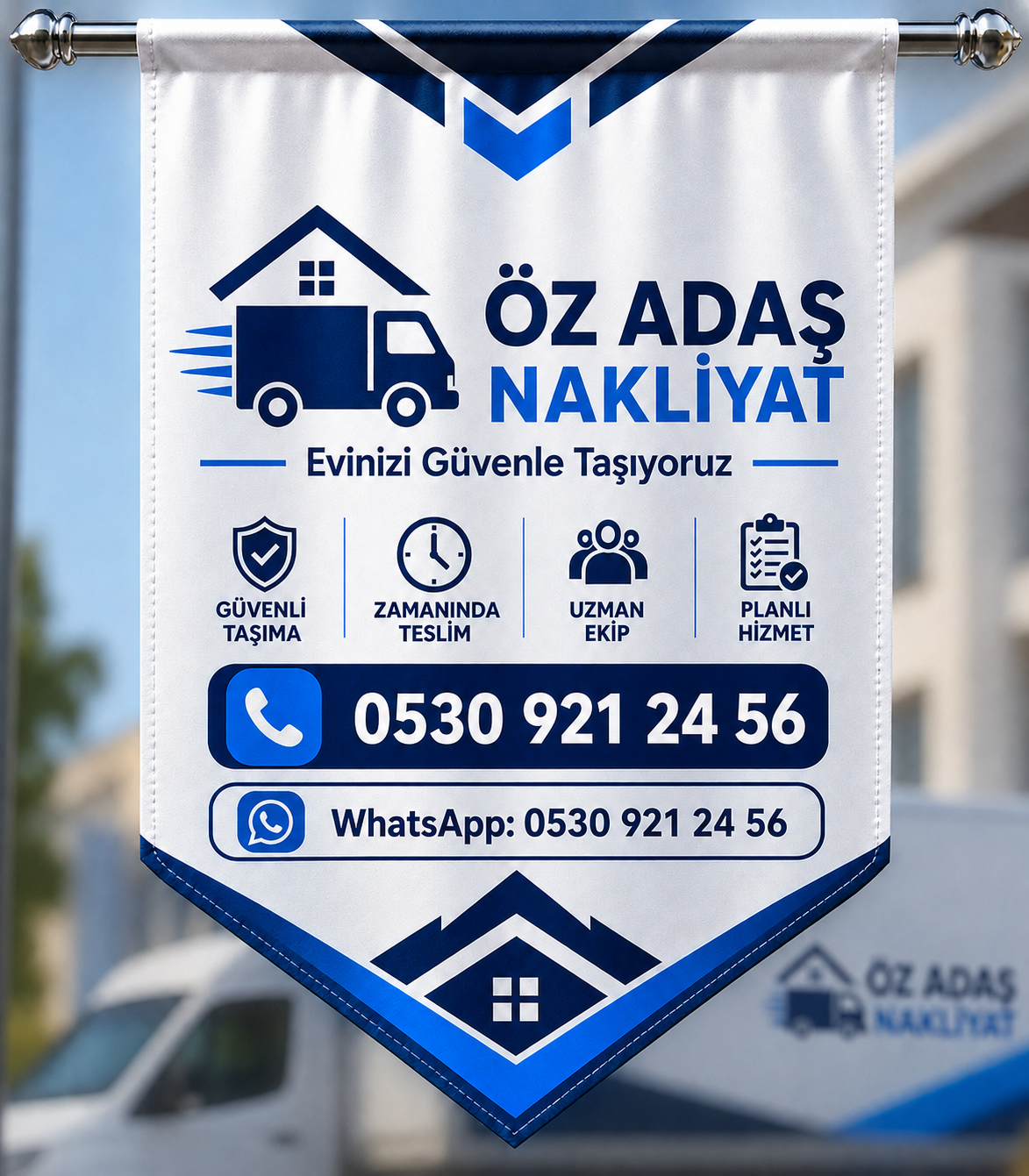 Öz Adaş Nakliyat kurumsal bayrağı
